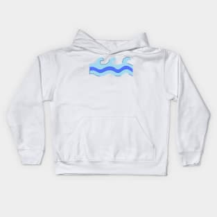 blue green water waves design Kids Hoodie